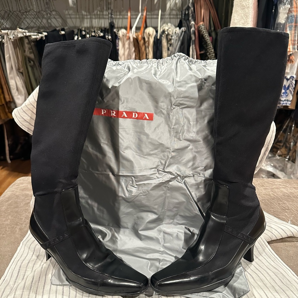 PRADA Size 36 (6) Tall Black Boots